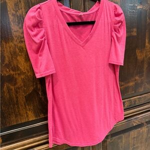 Pink puffy sleeve t-shirt
